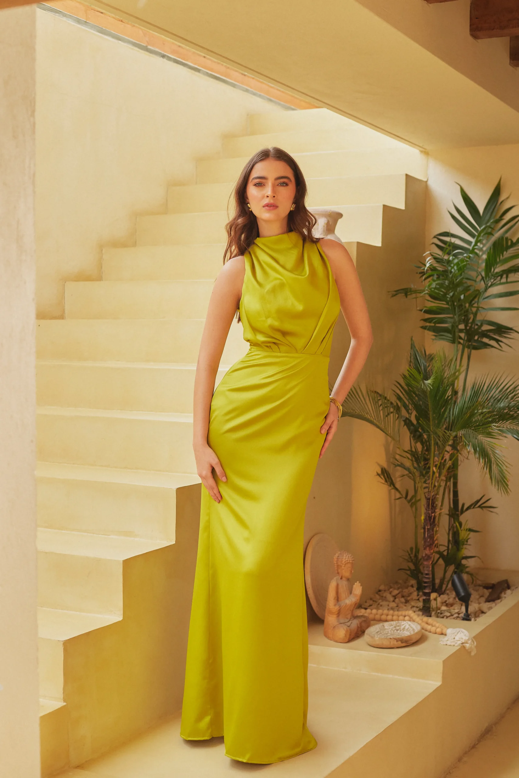vestido verde pistacho